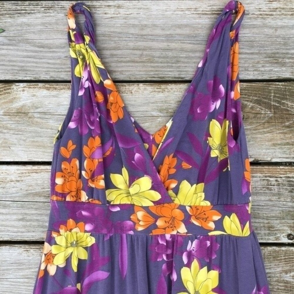 Garnet Hill Long Surplice Knot Floral Maxi Dress M - Picture 6 of 12